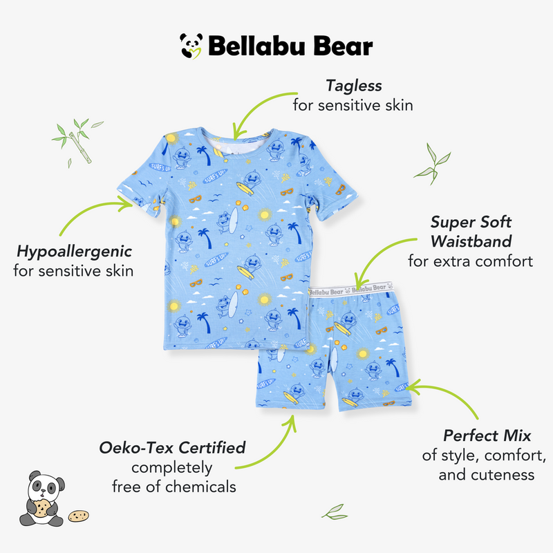 Baby Shark Surf Bamboo Kids Pajama Short Set