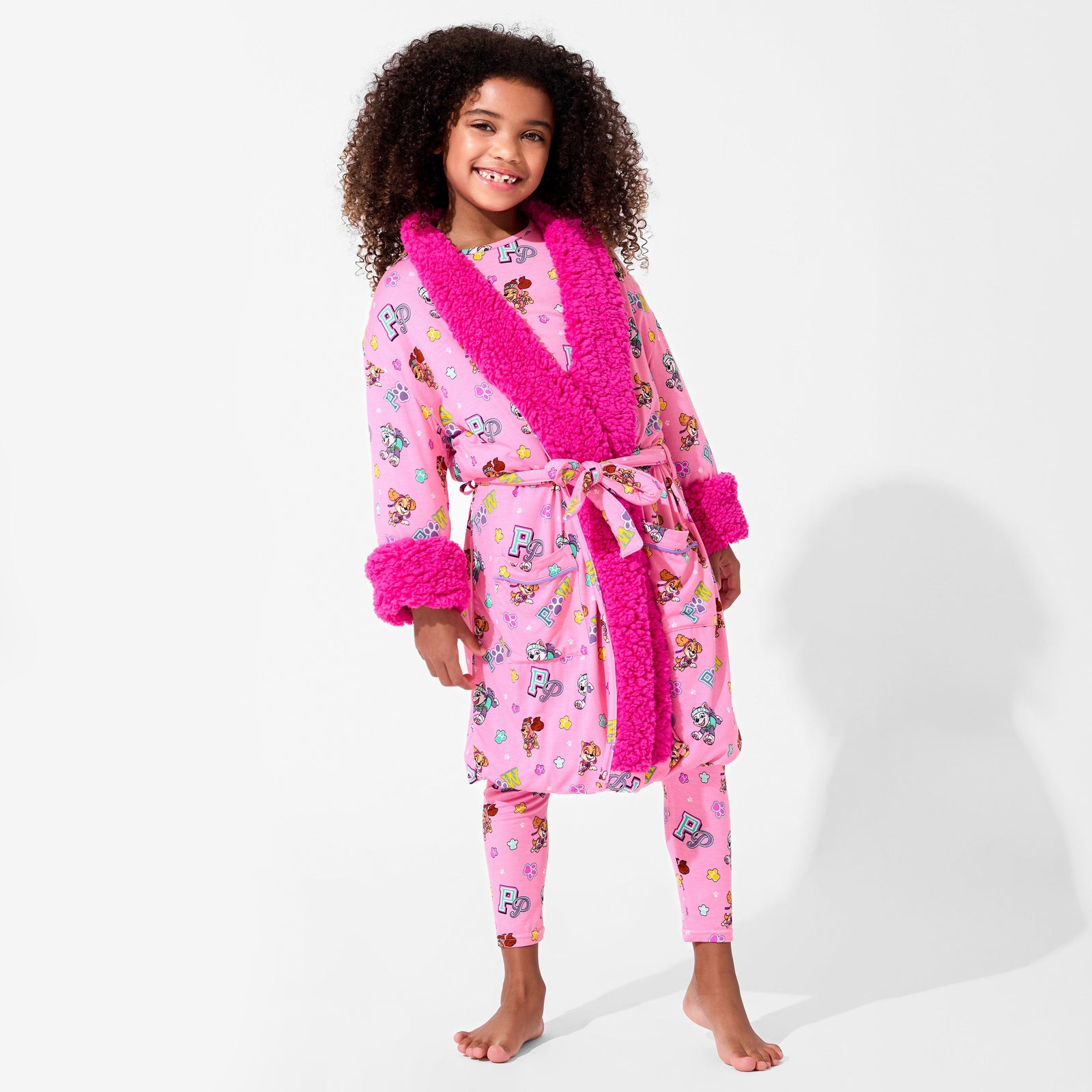 PAW Patrol: Varsity Pink Bamboo Kids Sherpa Robe