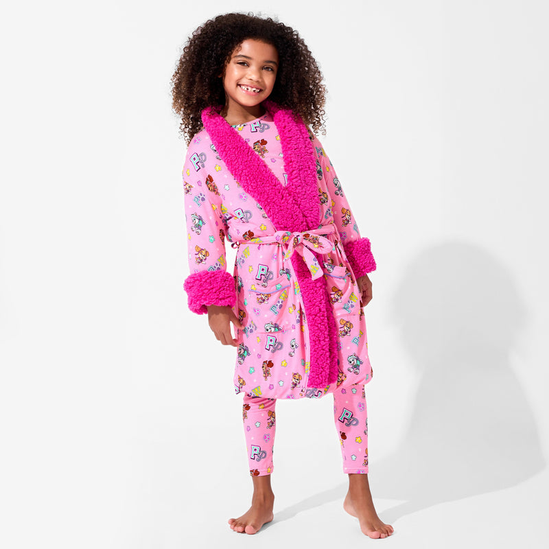 PAW Patrol: Varsity Pink Bamboo Kids Sherpa Robe