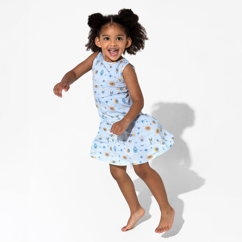 The Eye Blue Bamboo Girls' Sleeveless Dress