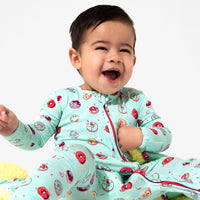 Blue Space Donut Bamboo Convertible Footie