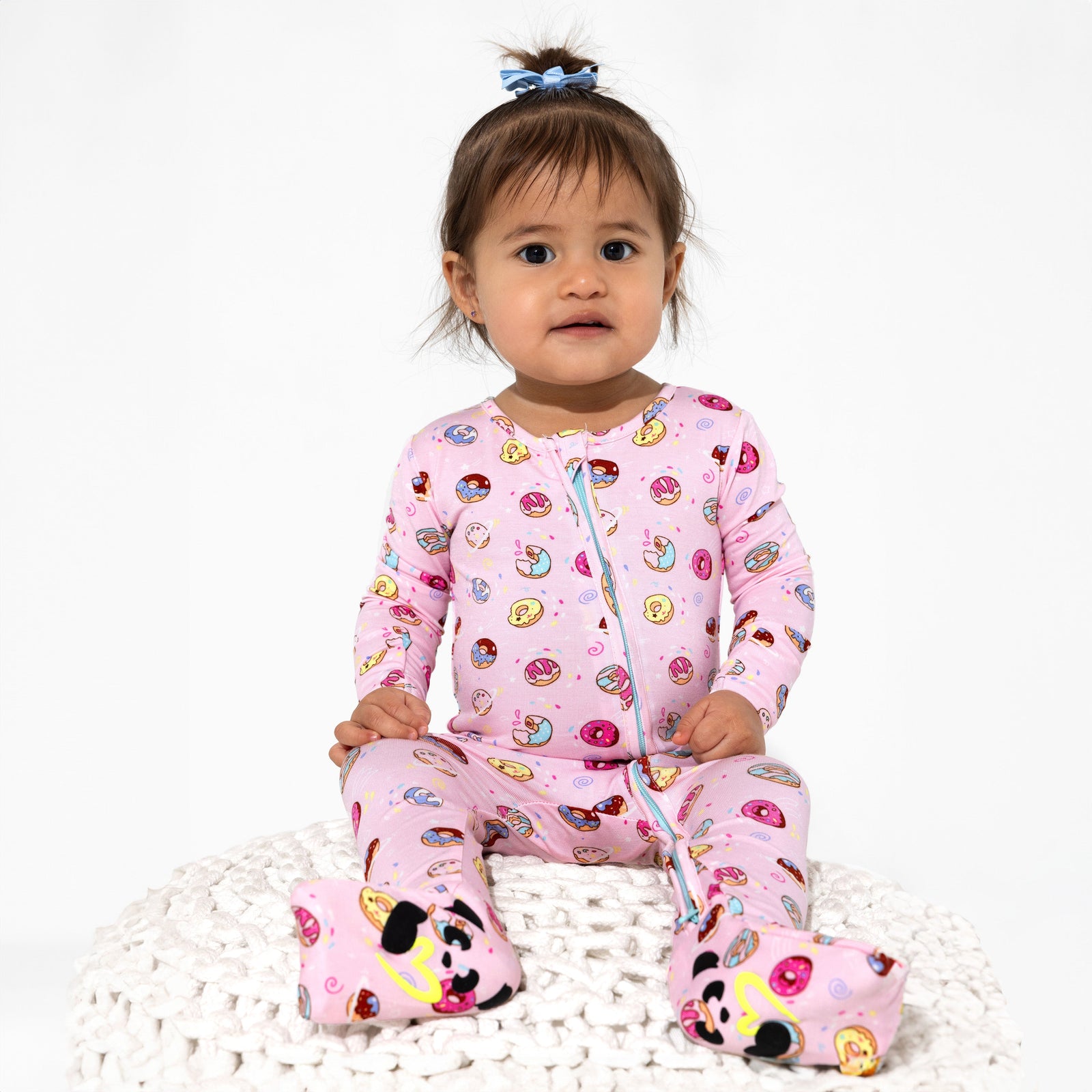 Pink Space Donut Bamboo Convertible Footie