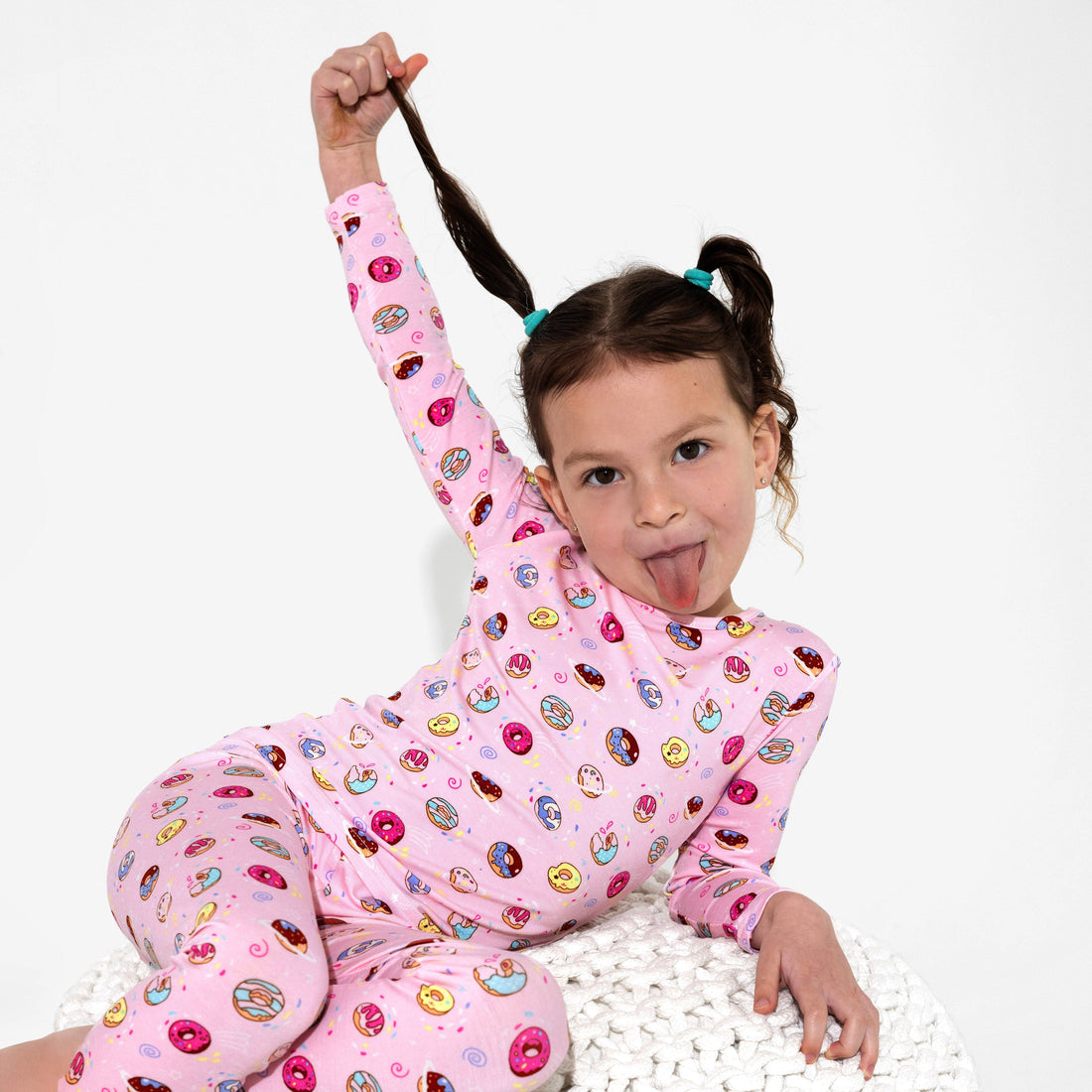 Pink Space Donut Bamboo Kids Pajamas