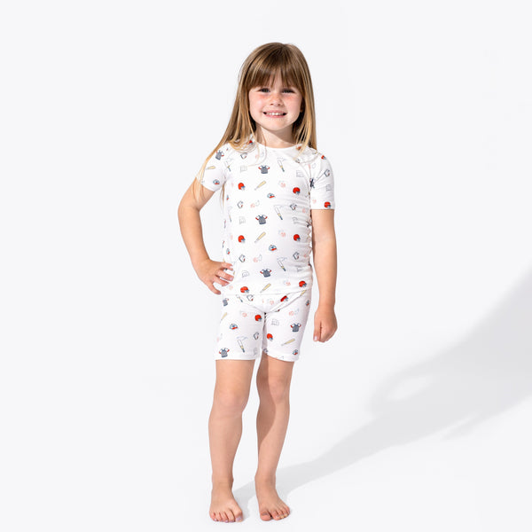 Baseball Bamboo Kids Pajama Short Set