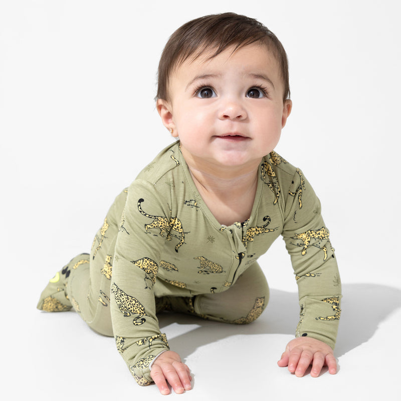 Sage & Spots Leopard Bamboo Convertible Footie