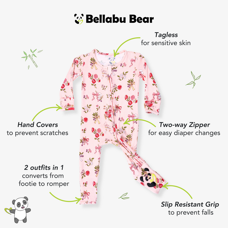 Bows & Blooms Bamboo Convertible Footie