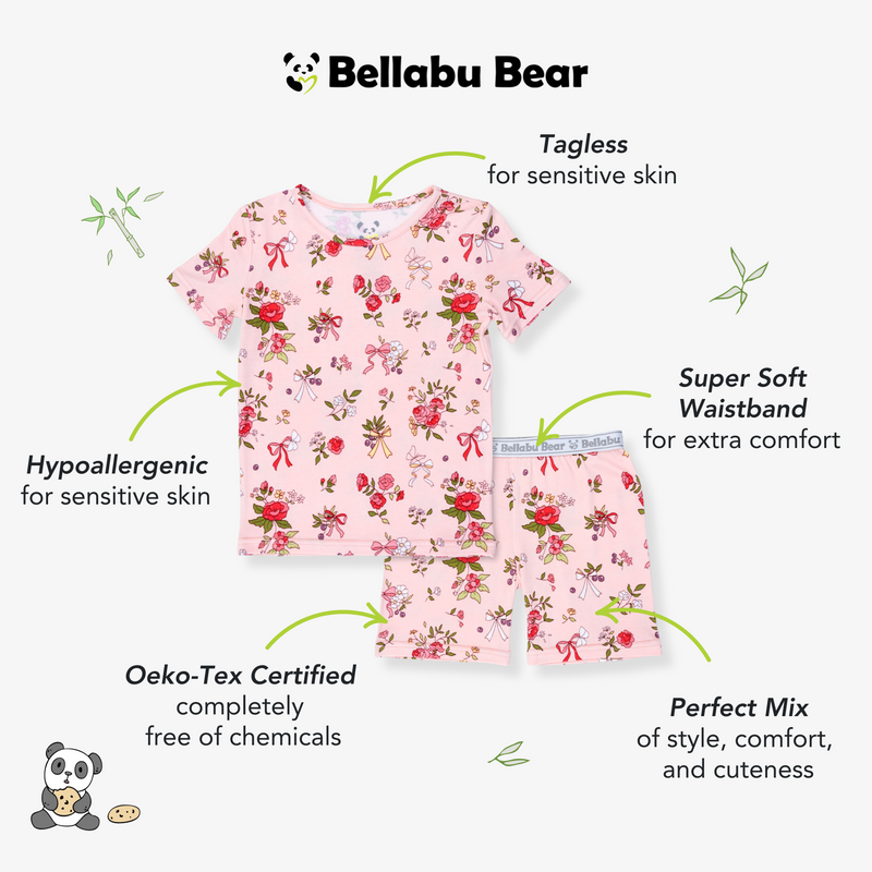 Bows & Blooms Bamboo Kids Pajama Short Set