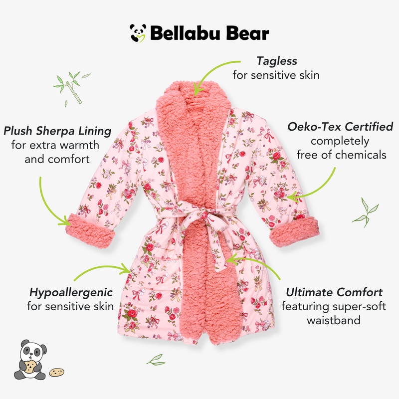 Bows & Blooms Bamboo Kids Sherpa Robe