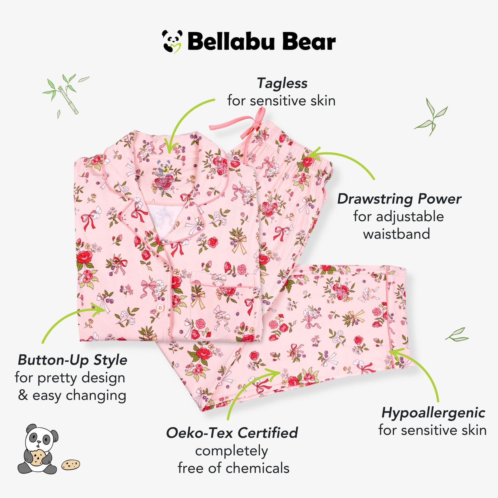 Bows & Blooms Bamboo Women's Pajama Set