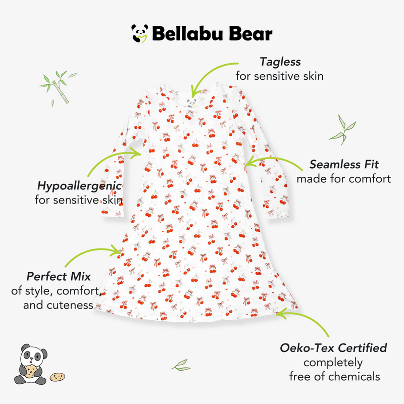 Cherry On Top Bamboo Girls' Long Sleeve Dress