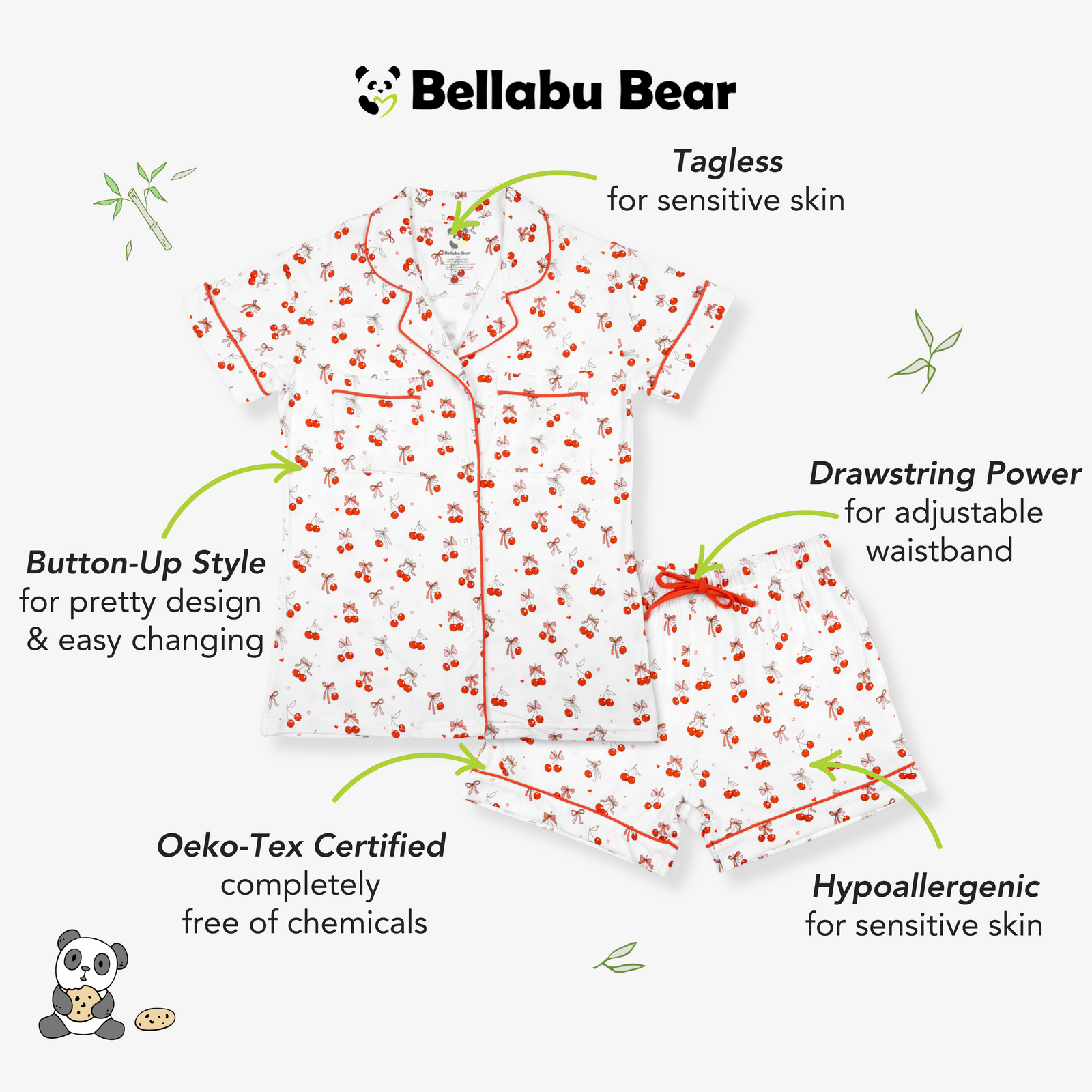 Cherry On Top Bamboo Women's Pajama Short Set