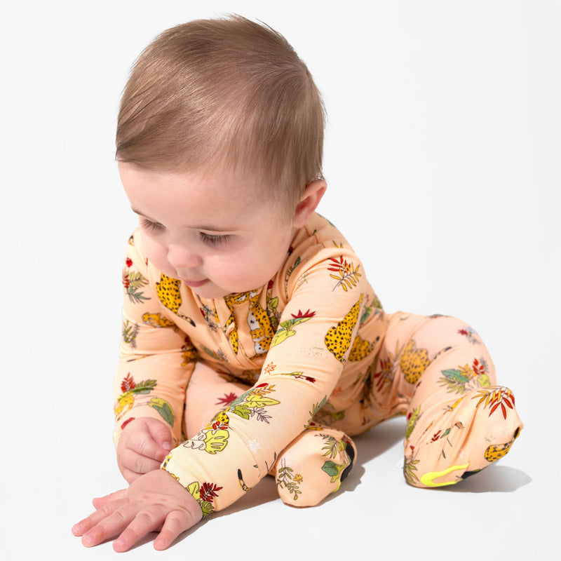 Pounce In Paradise Cheetah Bamboo Convertible Footie