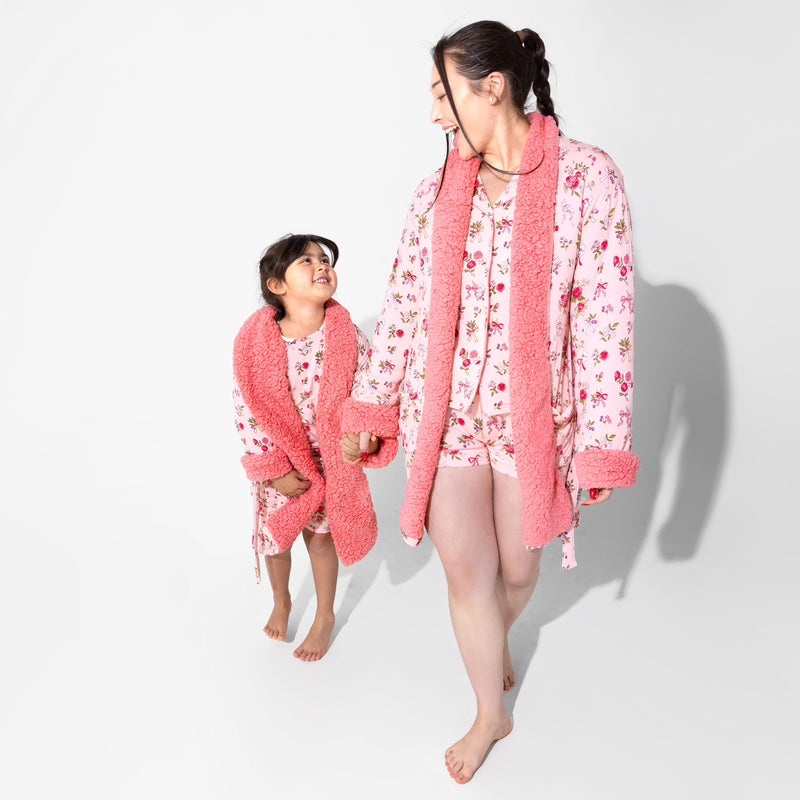 Bows & Blooms Bamboo Kids Sherpa Robe