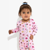 Pink Space Donut Bamboo Convertible Footie