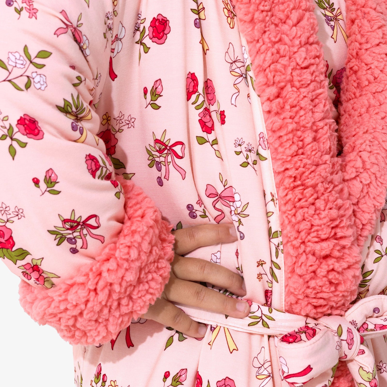 Bows & Blooms Bamboo Kids Sherpa Robe