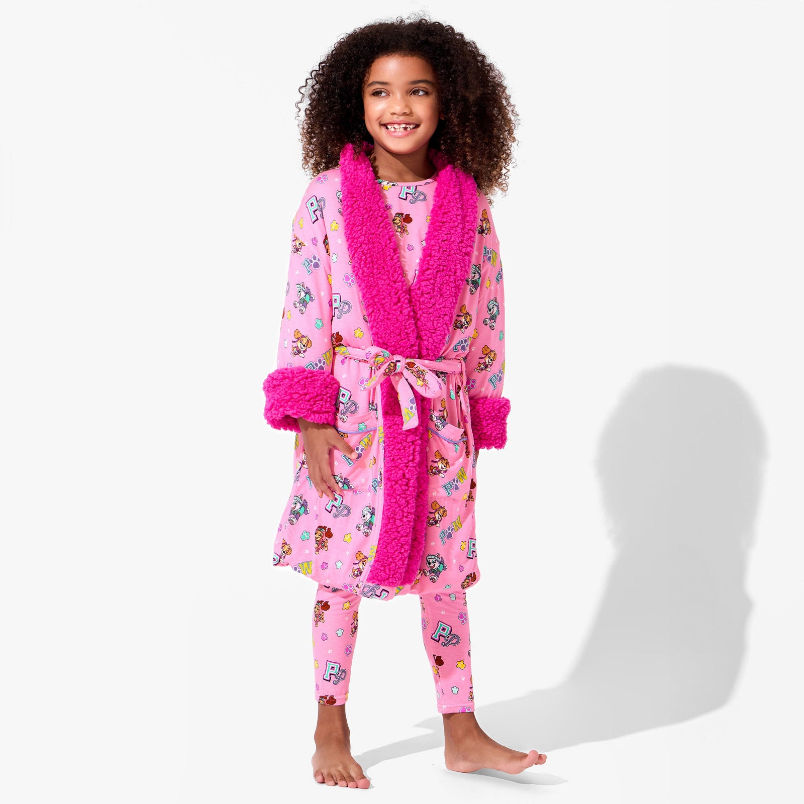 PAW Patrol: Varsity Pink Bamboo Kids Sherpa Robe