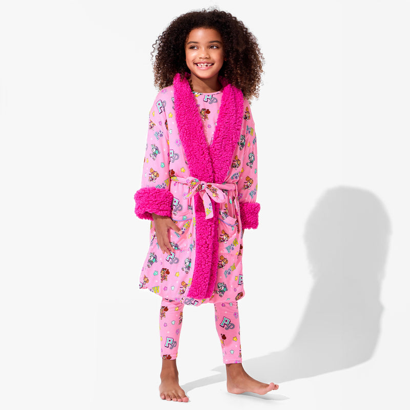 PAW Patrol: Varsity Pink Bamboo Kids Sherpa Robe