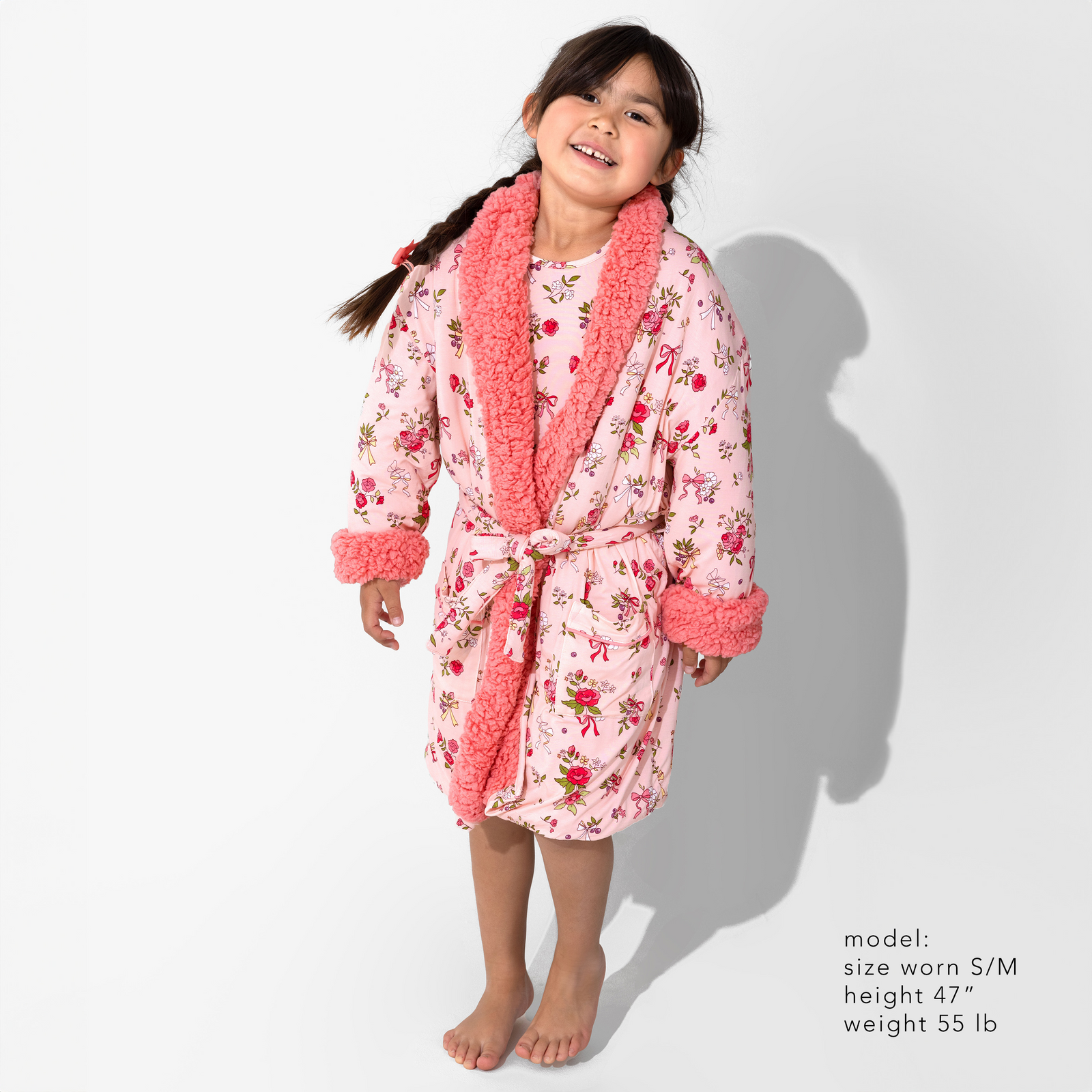 Bows & Blooms Bamboo Kids Sherpa Robe