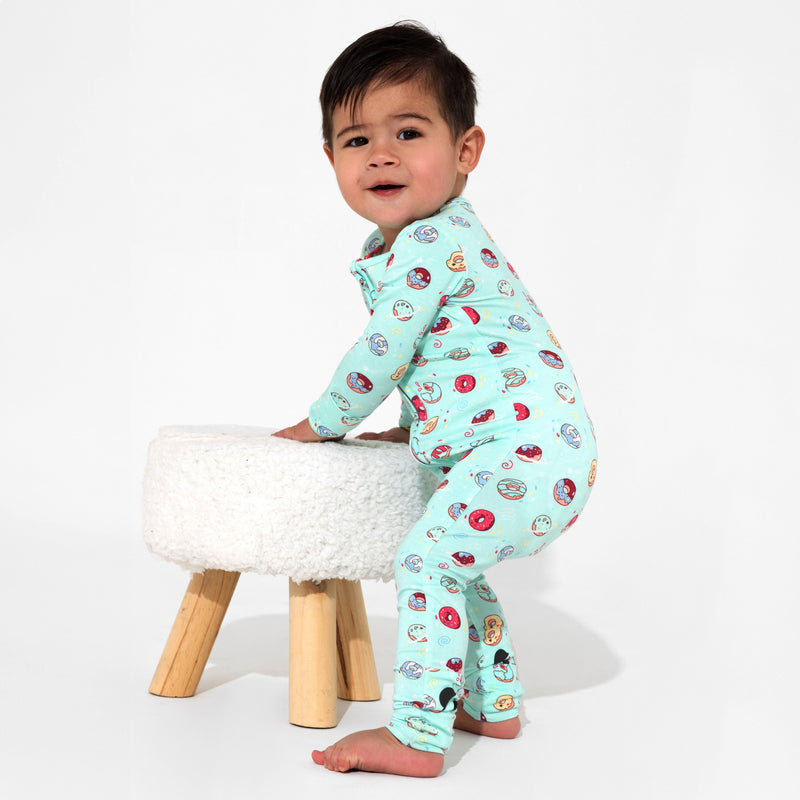 Blue Space Donut Bamboo Convertible Footie