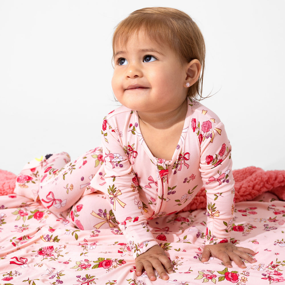 Bows & Blooms Bamboo Sherpa Blanket