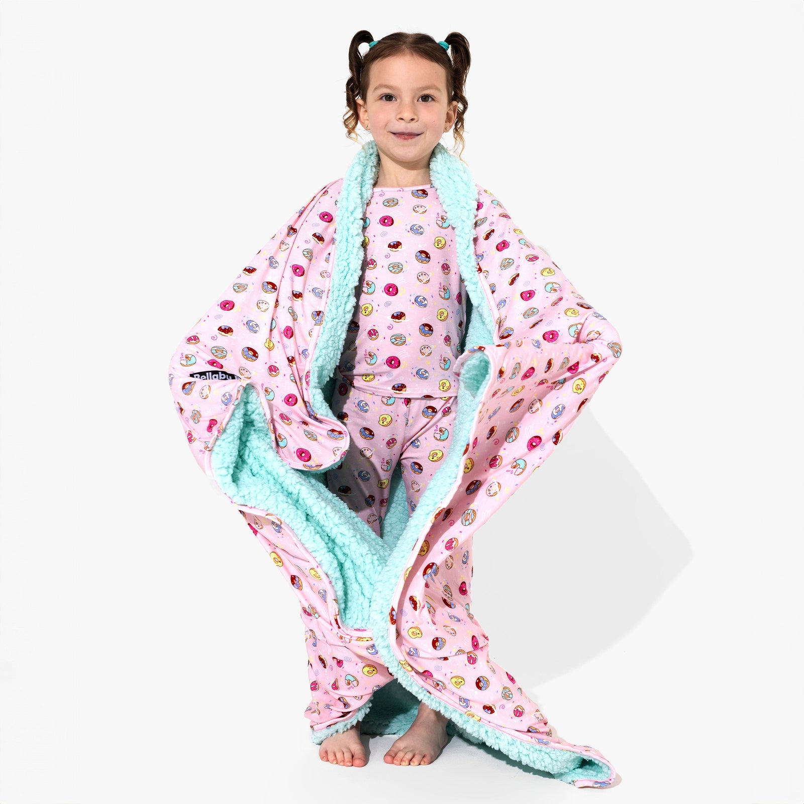 Pink Space Donut Bamboo Sherpa Blanket