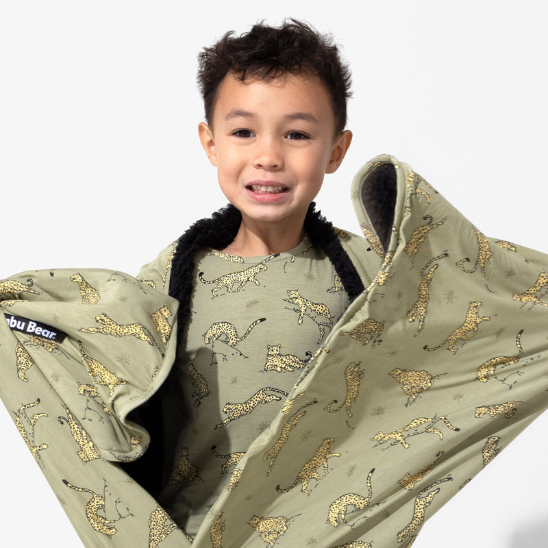 Sage & Spots Leopard Bamboo Sherpa Blanket