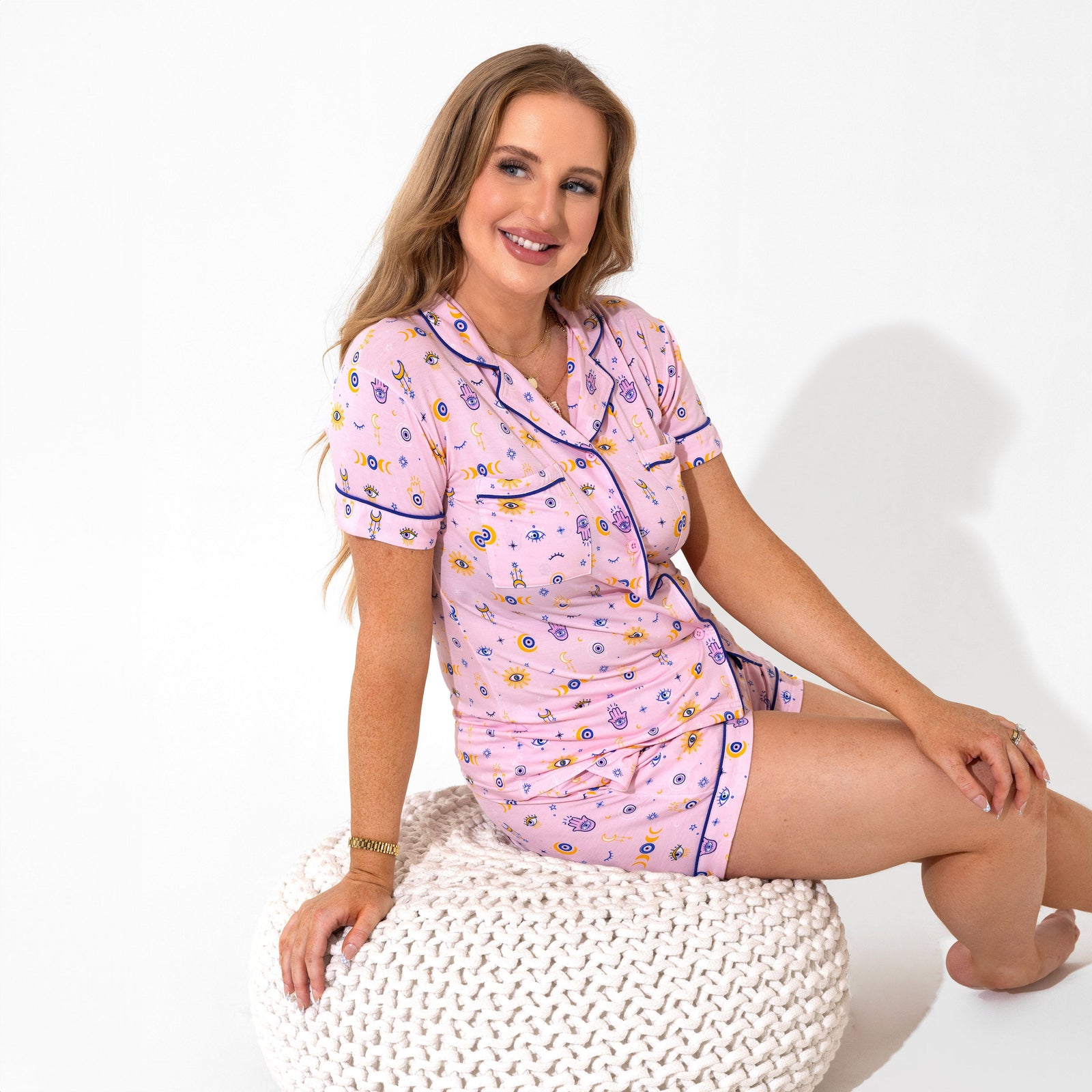 The Eye Pink Bamboo Women's Pajama Shorts Set