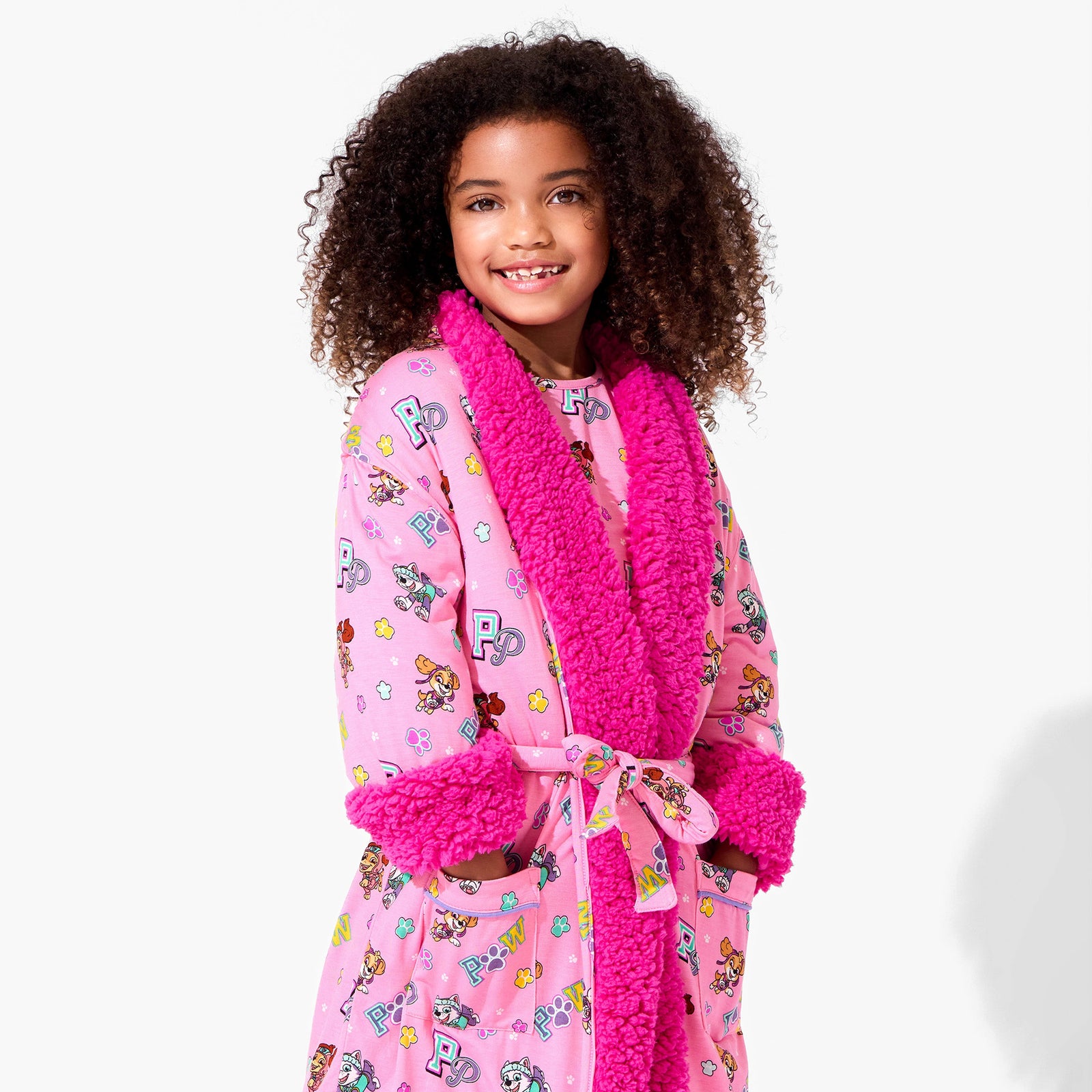 PAW Patrol: Varsity Pink Bamboo Kids Sherpa Robe