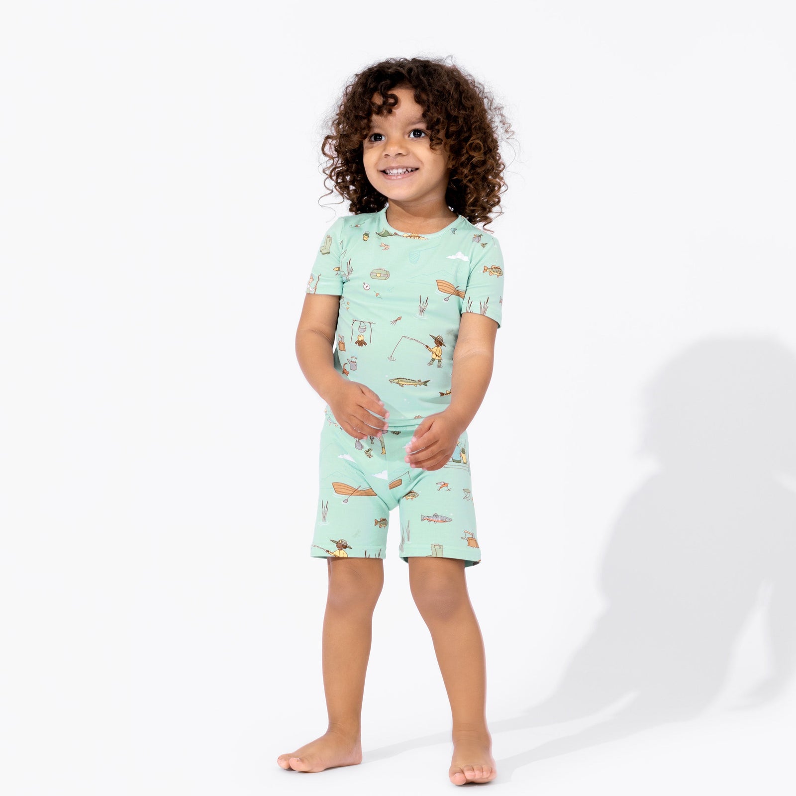 Fishing Bamboo Kids Pajama Short Set