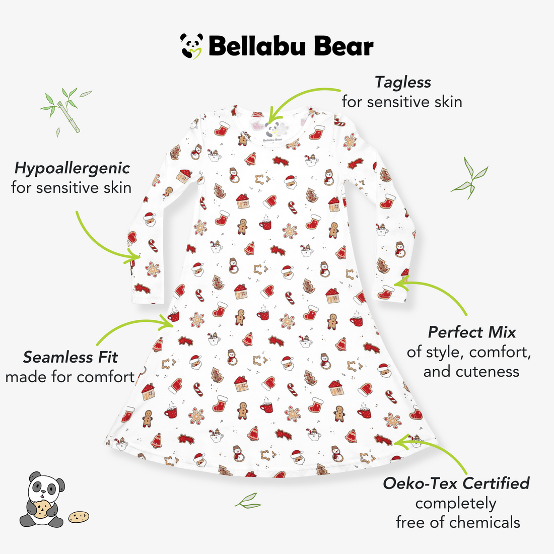 Sugar Cookies Bamboo Girls' Long Sleeve Dress