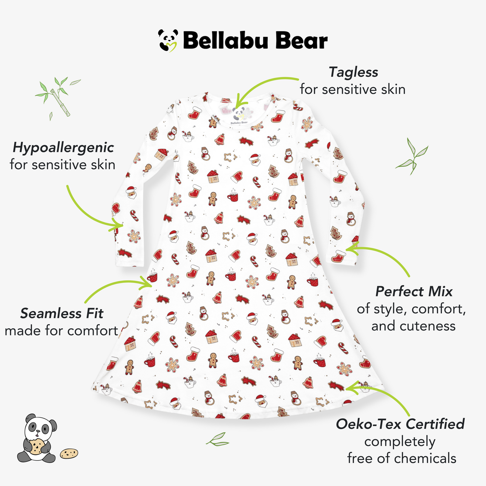 Sugar Cookies Bamboo Girls' Long Sleeve Dress