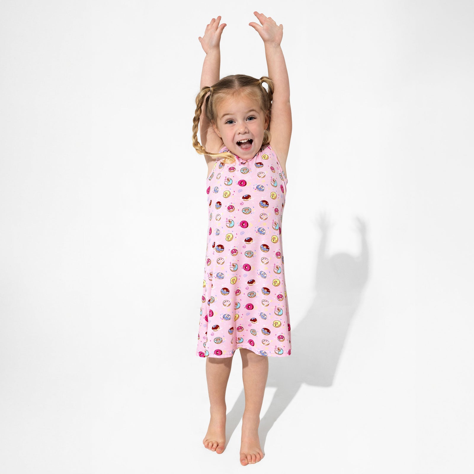Pink Space Donut Bamboo Girls' Sleeveless Dress
