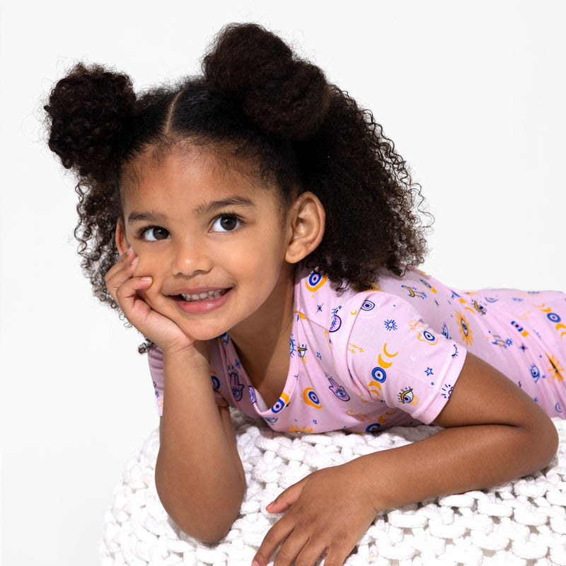 The Eye Pink Bamboo Girls' Short Sleeve Dress