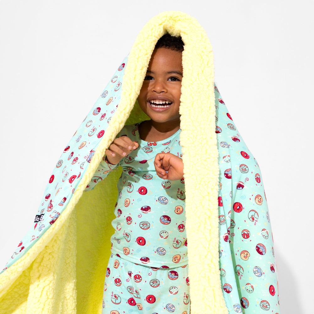 Blue Space Donut Bamboo Sherpa Blanket