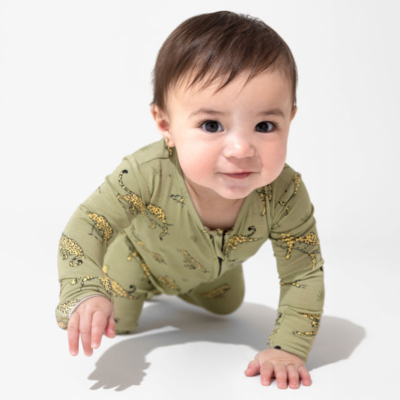 Sage & Spots Leopard Bamboo Convertible Footie