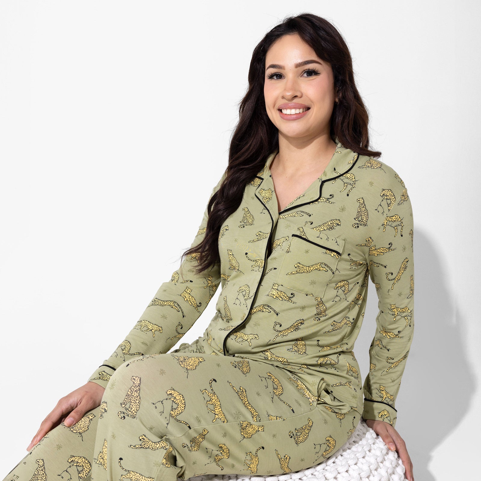 Sage & Spots Leopard Bamboo Women's Pajama Set