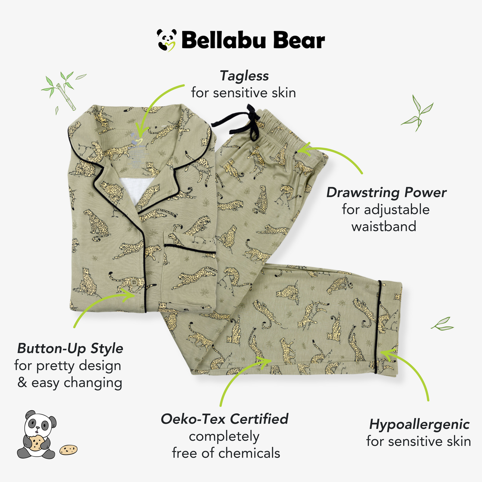 Sage & Spots Leopard Bamboo Women's Pajama Set