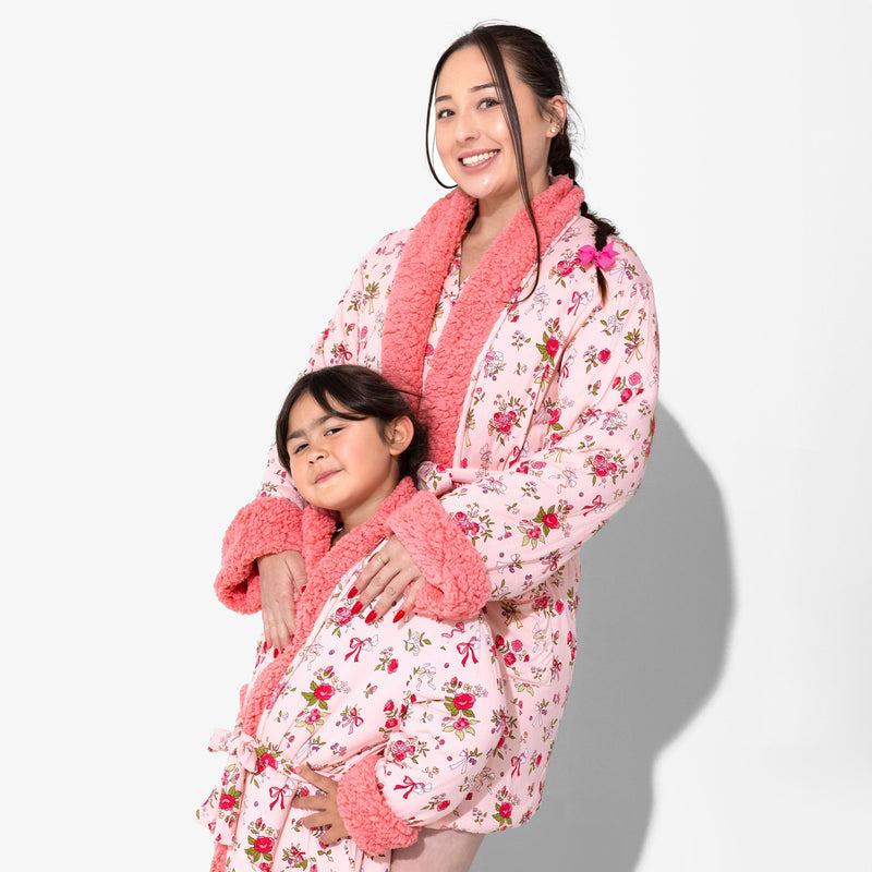 Bows & Blooms Bamboo Kids Sherpa Robe