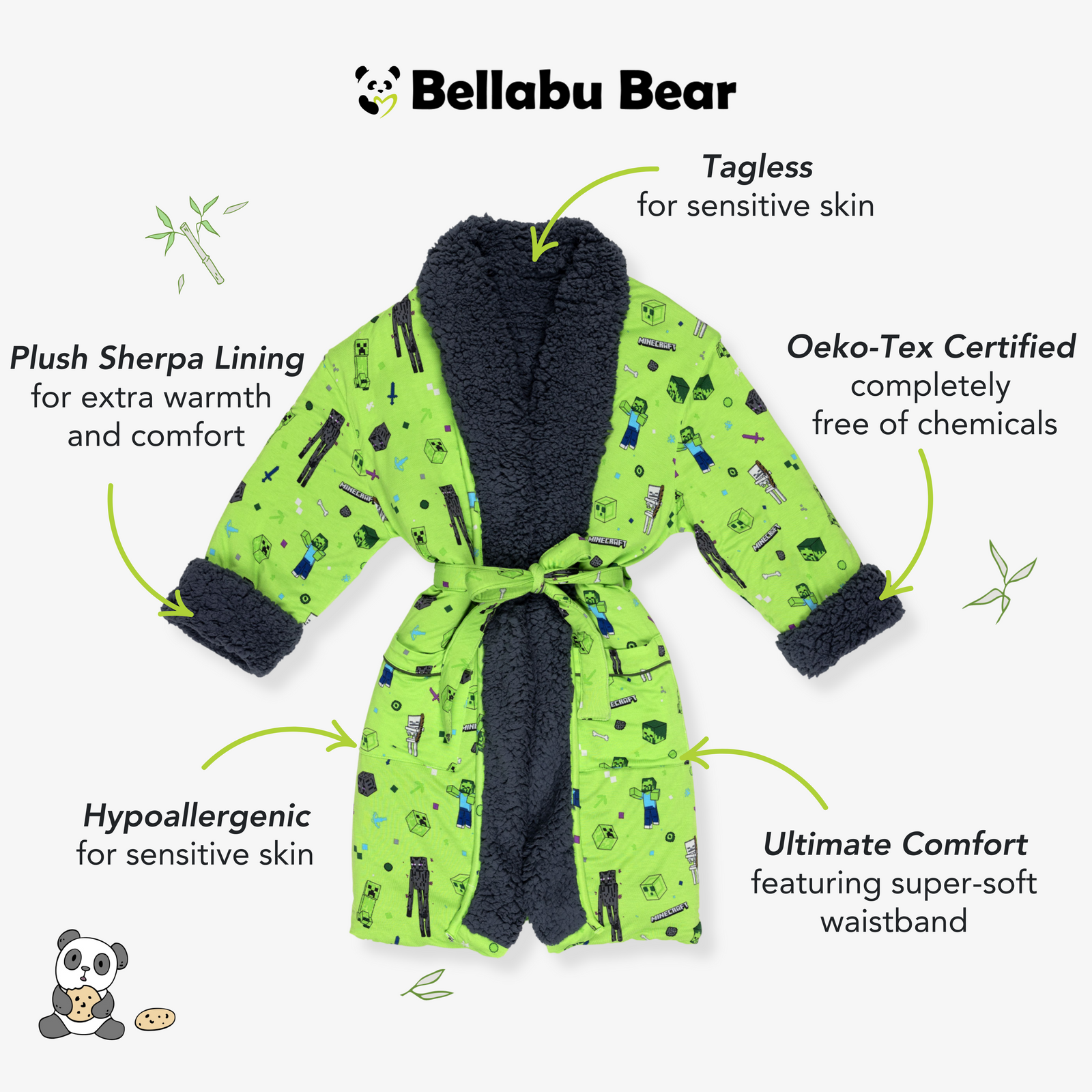 Minecraft Mob Squad Bamboo Kids Sherpa Robe