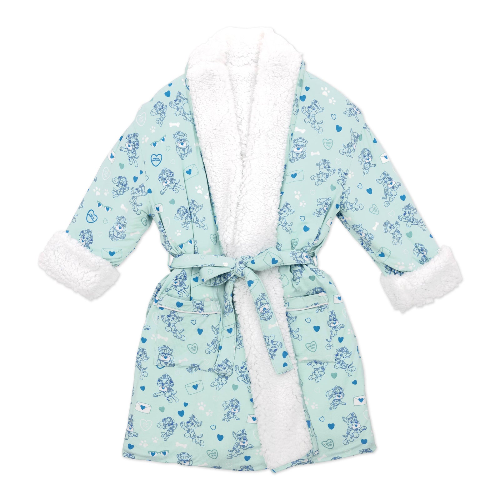 PAW Patrol: Love Paws Blue Kids Bamboo Sherpa Robe