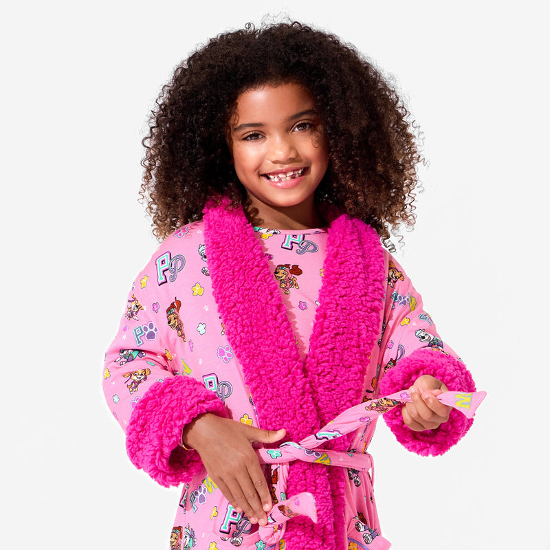 PAW Patrol: Varsity Pink Bamboo Kids Sherpa Robe