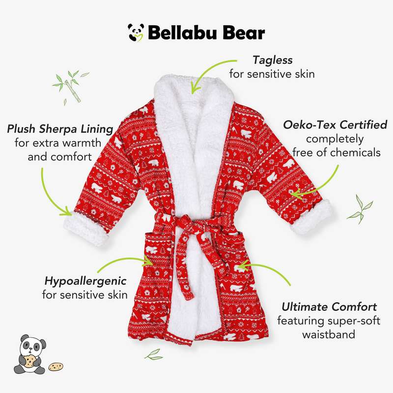 Polar Isle Red Bamboo Kids' Bamboo Sherpa Robe