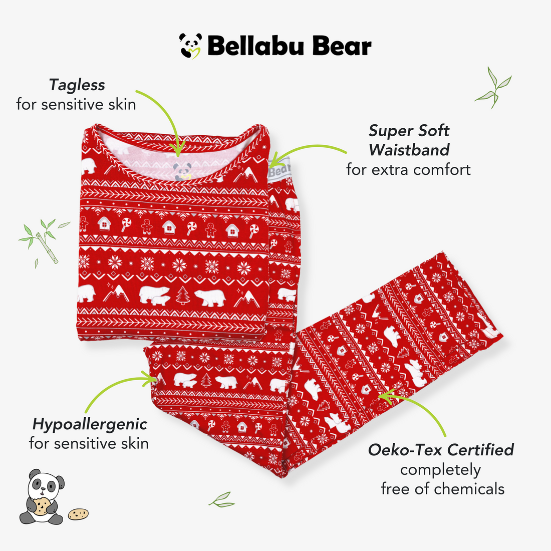 Polar Isle Red Bamboo Men's Pajama Set