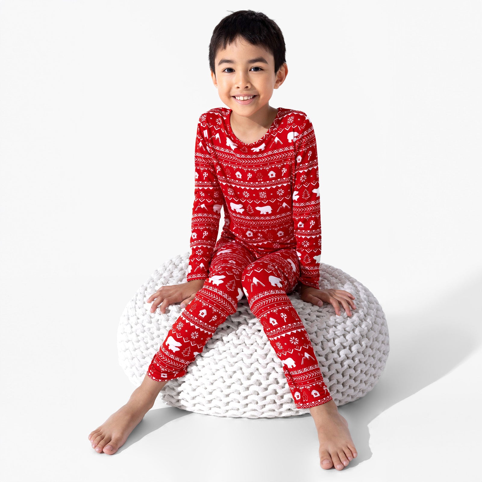Polar Isle Red Bamboo Kids Pajamas