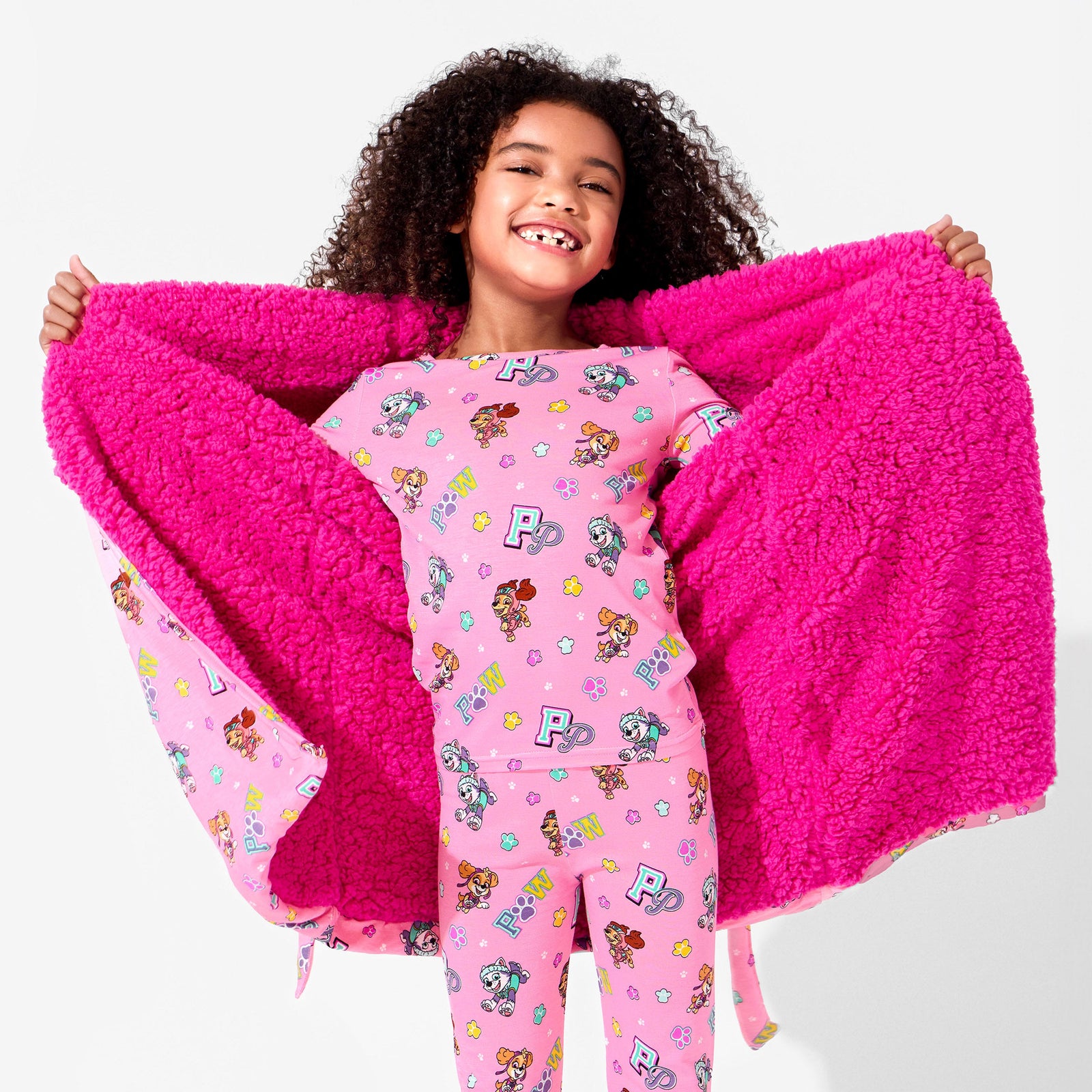 PAW Patrol: Varsity Pink Bamboo Kids Sherpa Robe