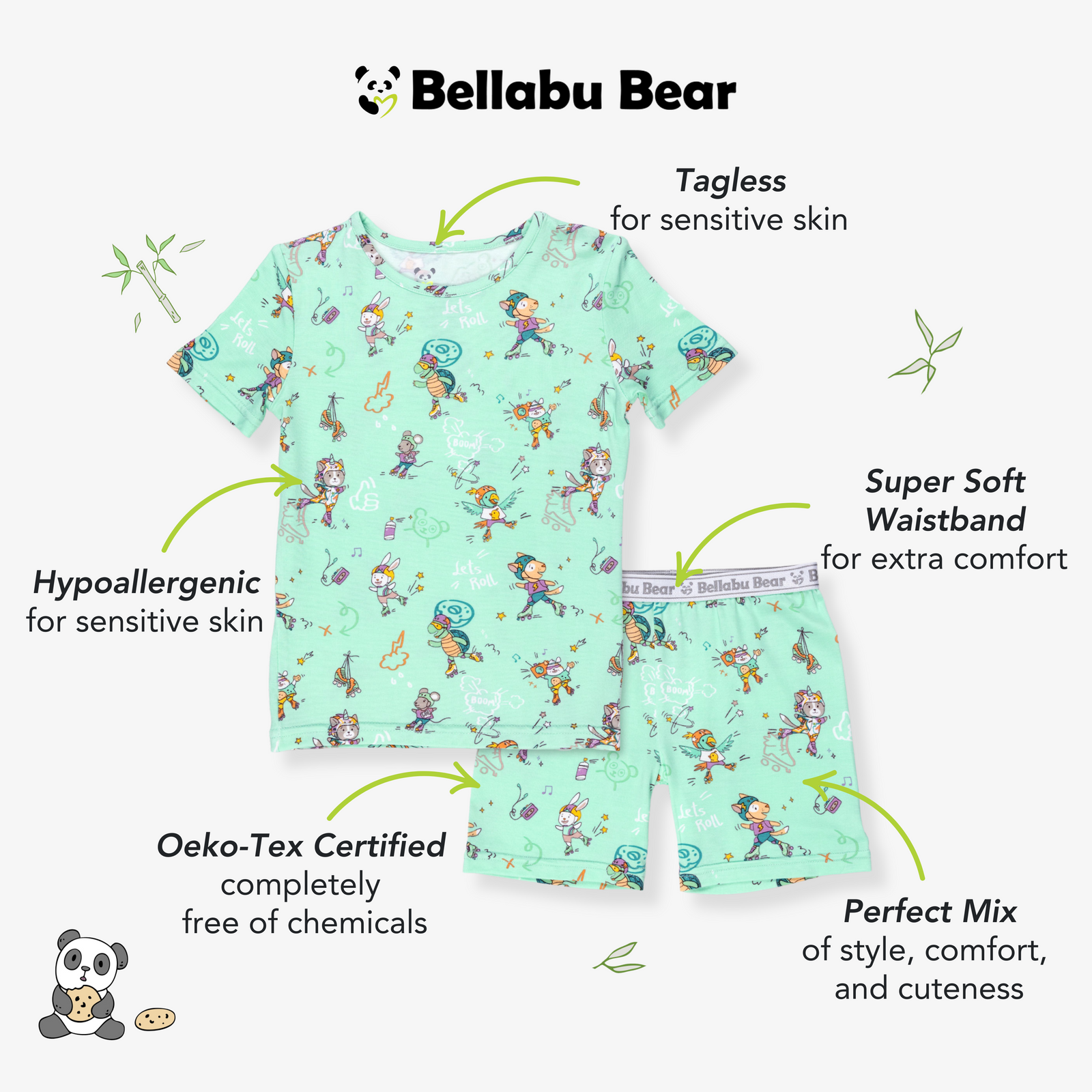 Roller Pet Pals Bamboo Kids Pajama Short Set