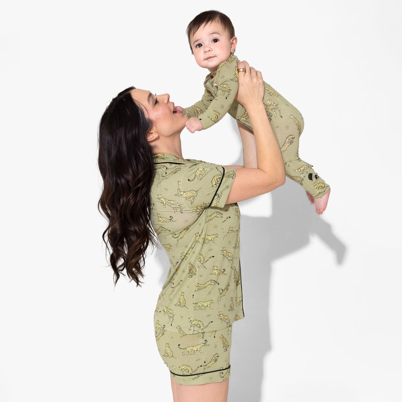 Sage & Spots Leopard Bamboo Convertible Footie