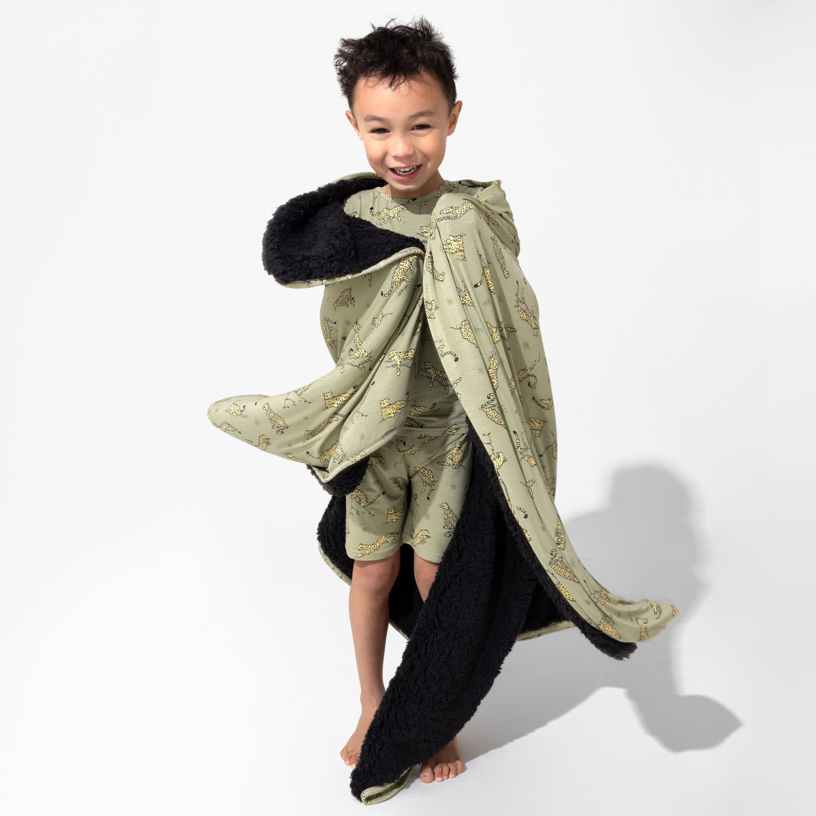 Sage & Spots Leopard Bamboo Sherpa Blanket