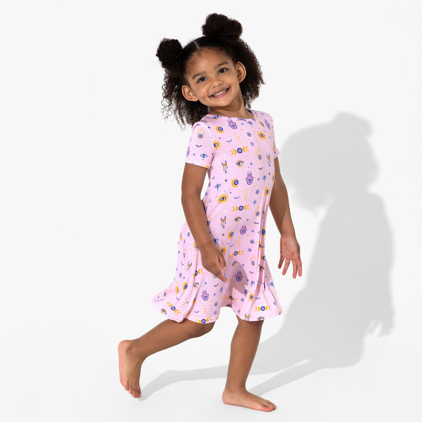 The Eye Pink Bamboo Girls' Short Sleeve Dress