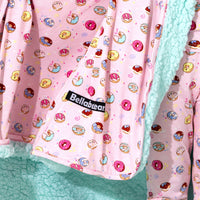 Pink Space Donut Bamboo Sherpa Blanket